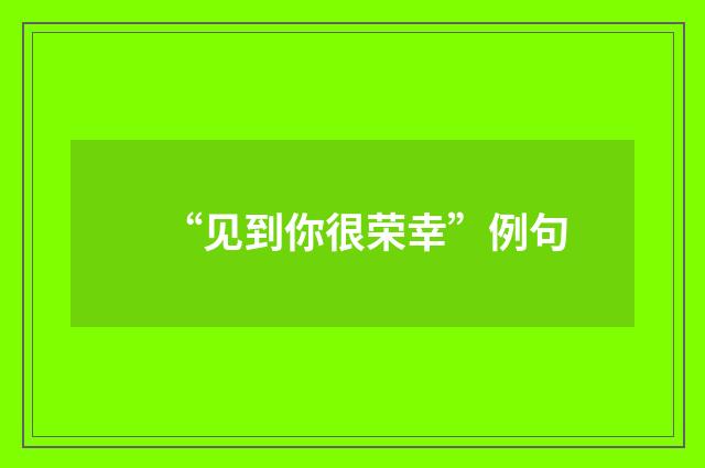 “见到你很荣幸”例句