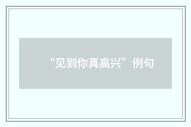 “见到你真高兴”例句
