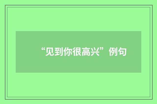 “见到你很高兴”例句