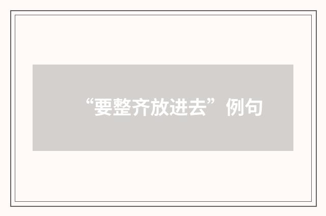 “要整齐放进去”例句