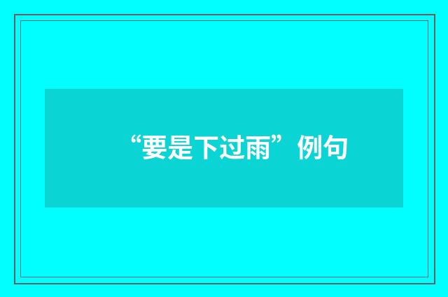 “要是下过雨”例句