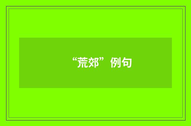 “荒郊”例句