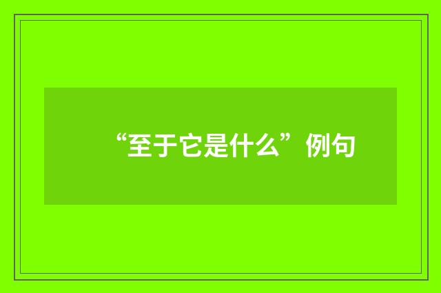 “至于它是什么”例句