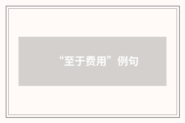 “至于费用”例句