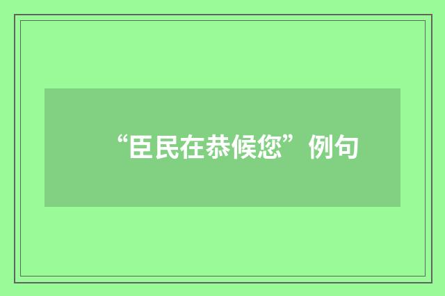 “臣民在恭候您”例句