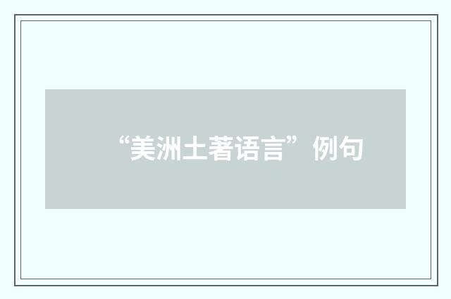 “美洲土著语言”例句