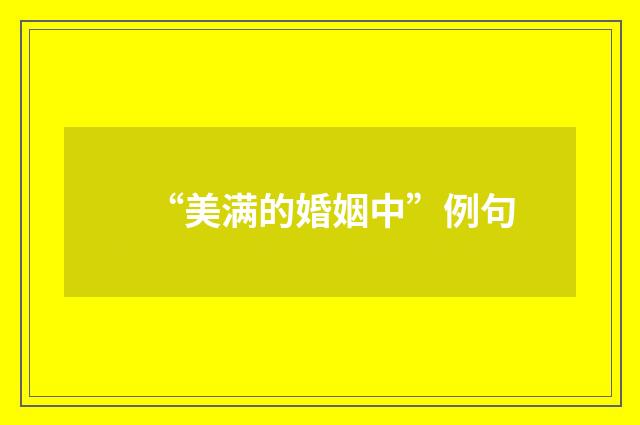 “美满的婚姻中”例句