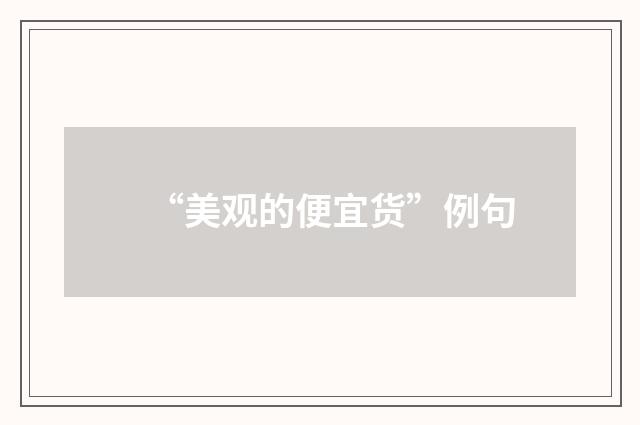 “美观的便宜货”例句