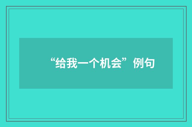 “给我一个机会”例句