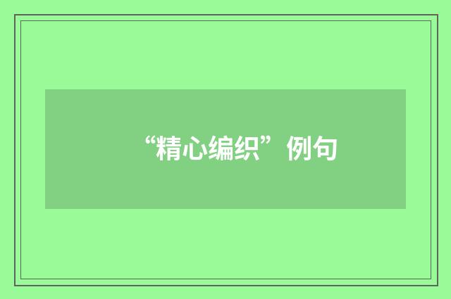 “精心编织”例句