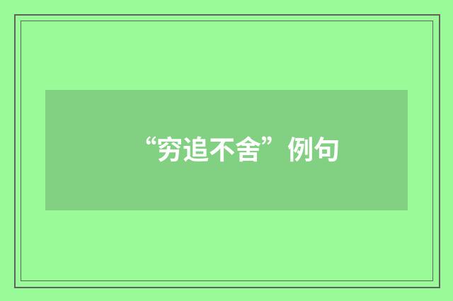 “穷追不舍”例句