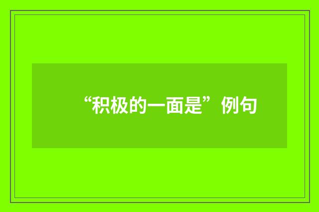 “积极的一面是”例句