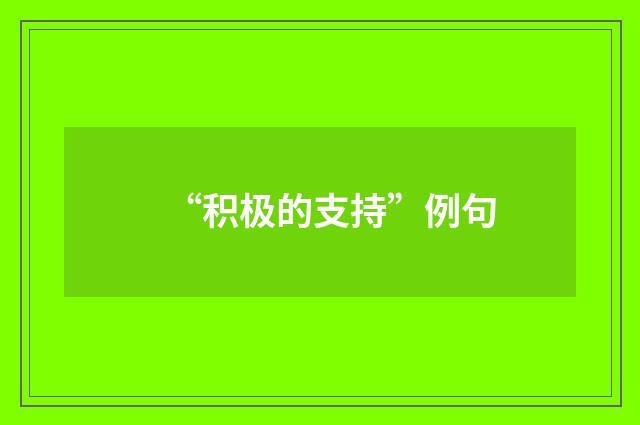 “积极的支持”例句