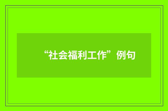 “社会福利工作”例句