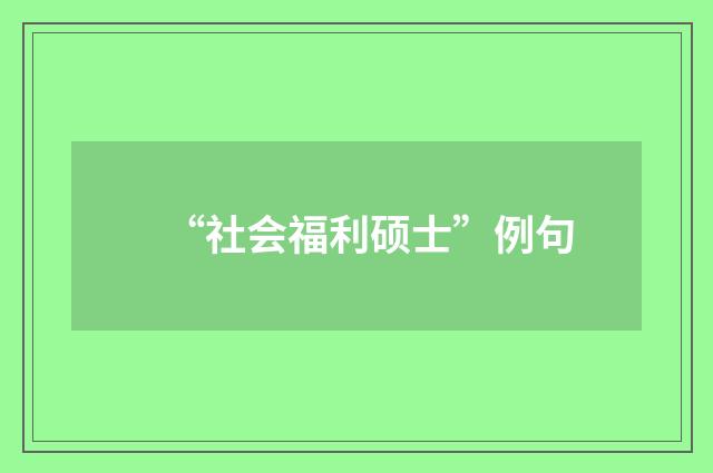 “社会福利硕士”例句