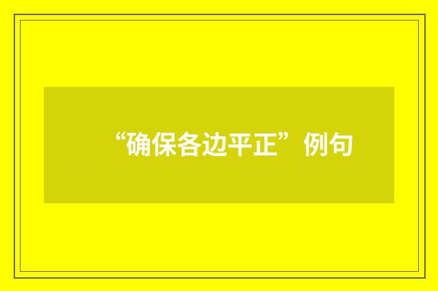 “确保各边平正”例句