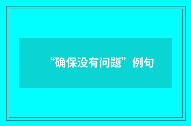 “确保没有问题”例句
