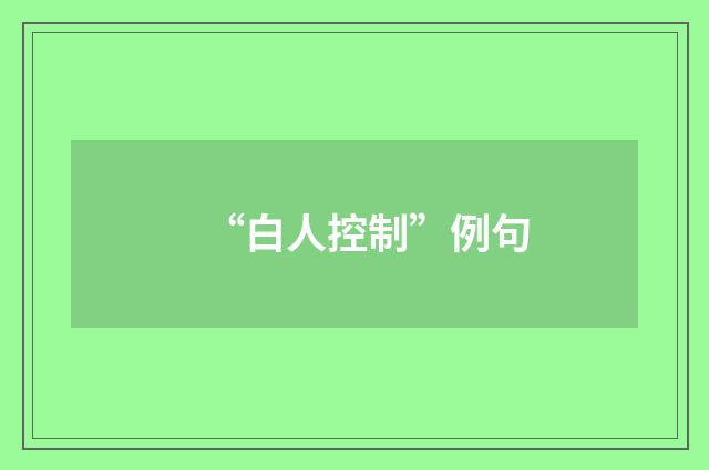 “白人控制”例句
