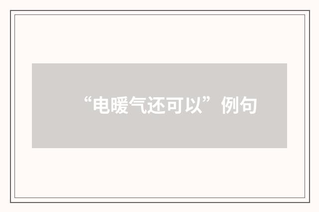 “电暖气还可以”例句