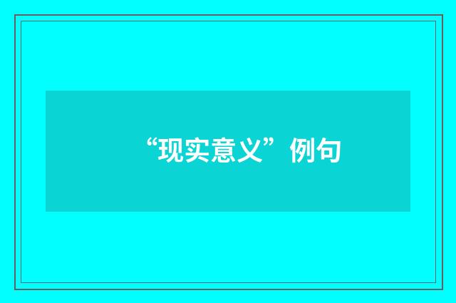 “现实意义”例句