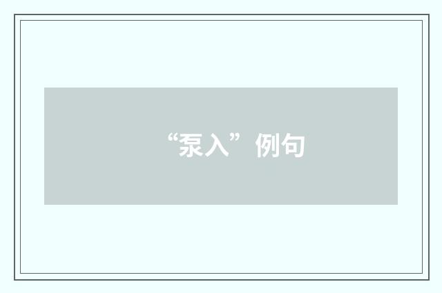 “泵入”例句