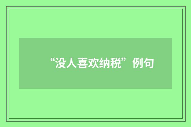 “没人喜欢纳税”例句