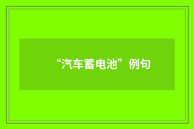 “汽车蓄电池”例句