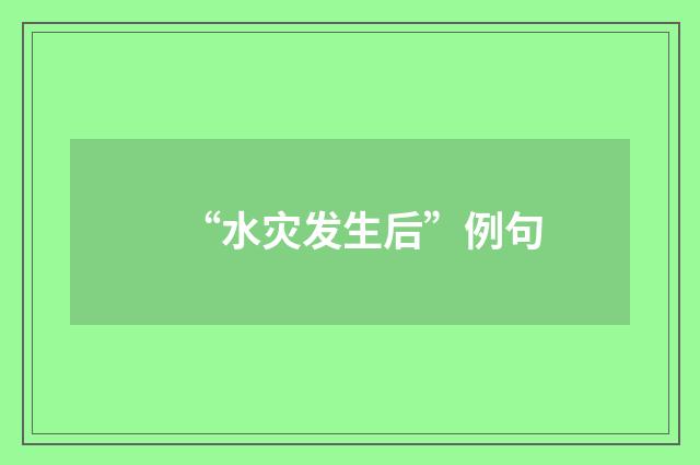 “水灾发生后”例句