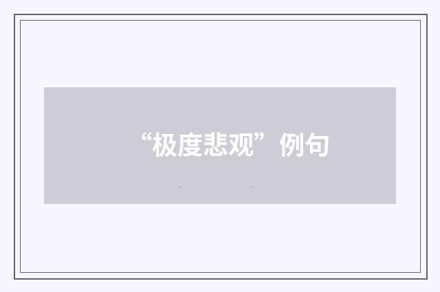 “极度悲观”例句