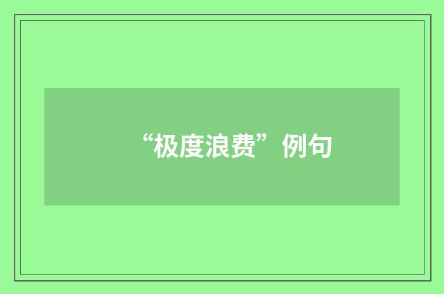 “极度浪费”例句