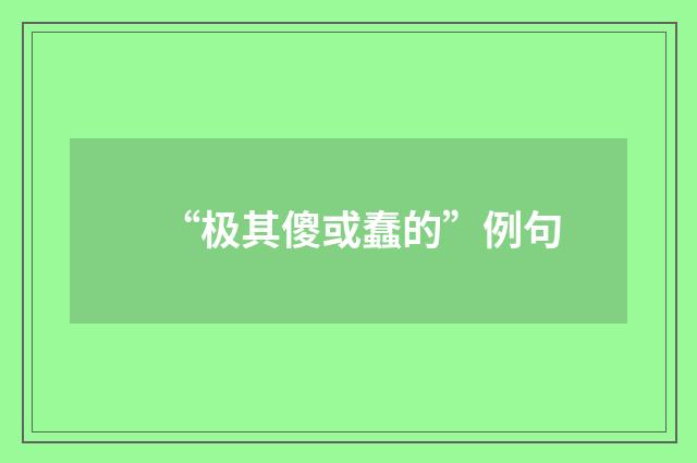 “极其傻或蠢的”例句
