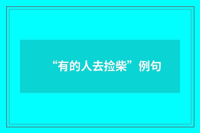 “有的人去捡柴”例句