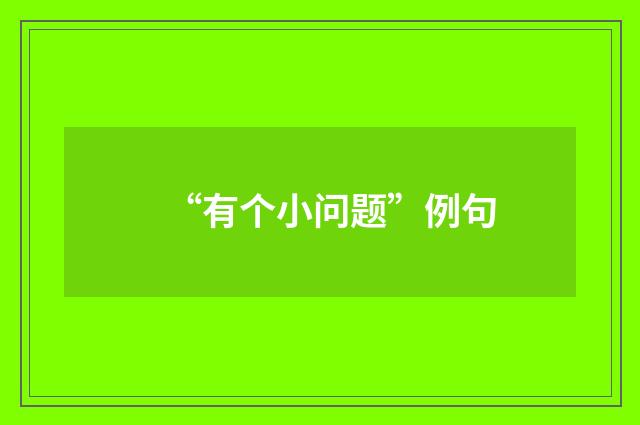 “有个小问题”例句