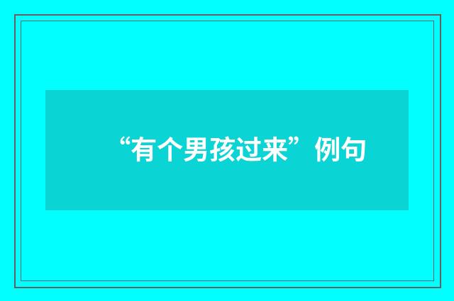 “有个男孩过来”例句
