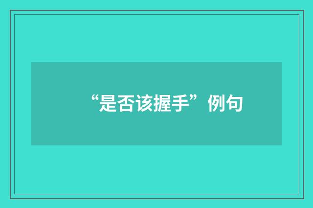“是否该握手”例句