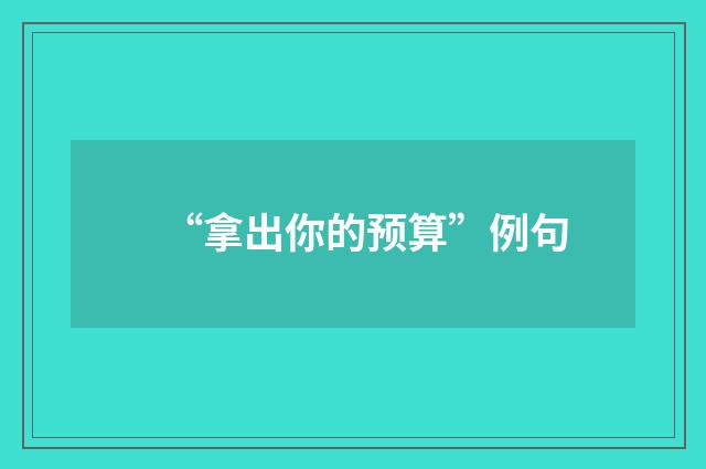 “拿出你的预算”例句