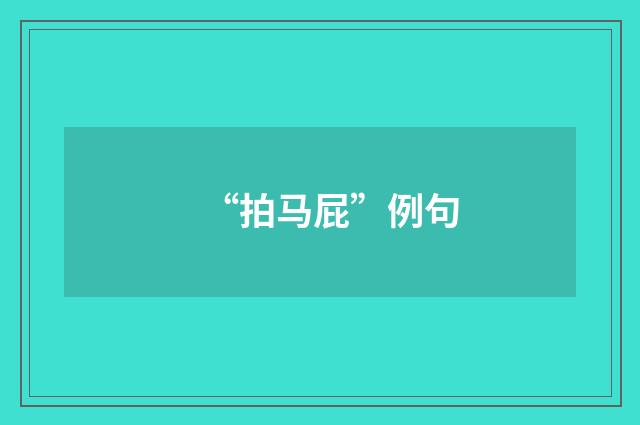 “拍马屁”例句