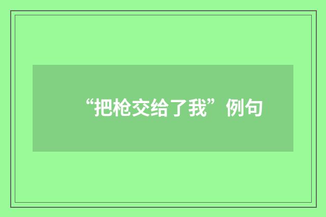 “把枪交给了我”例句