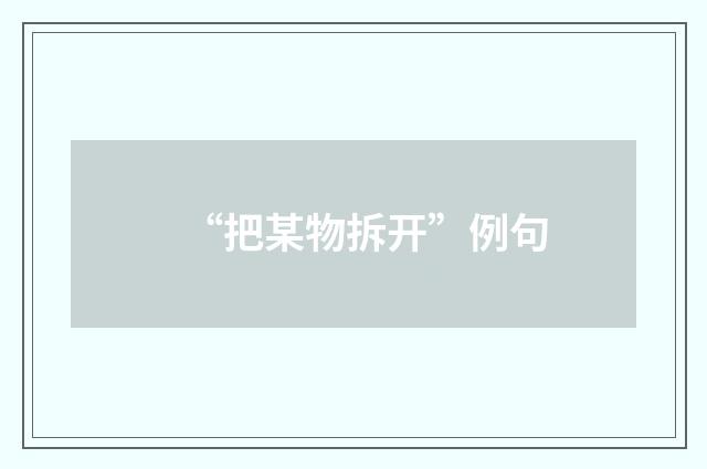 “把某物拆开”例句