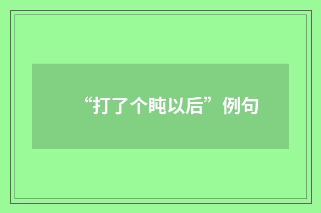 “打了个盹以后”例句