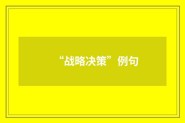 “战略决策”例句