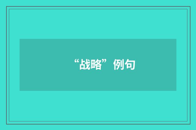 “战略”例句