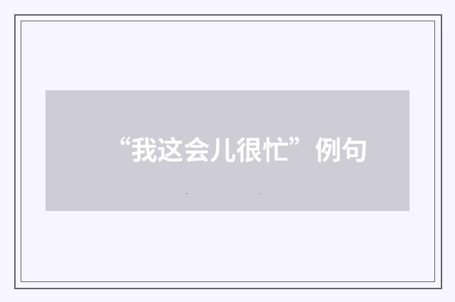 “我这会儿很忙”例句