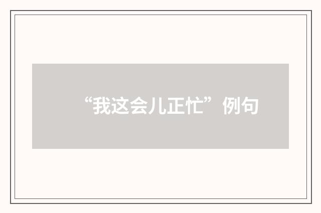“我这会儿正忙”例句
