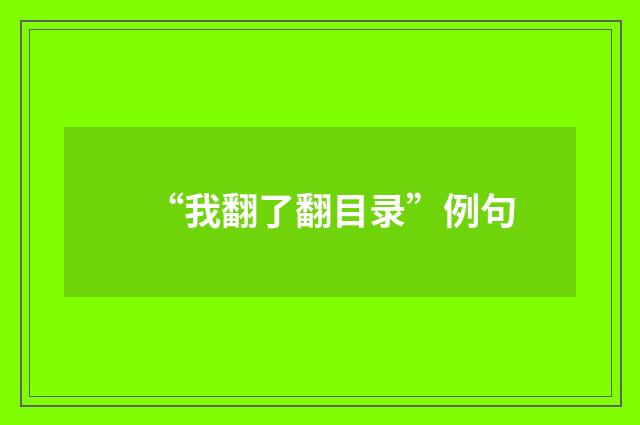 “我翻了翻目录”例句