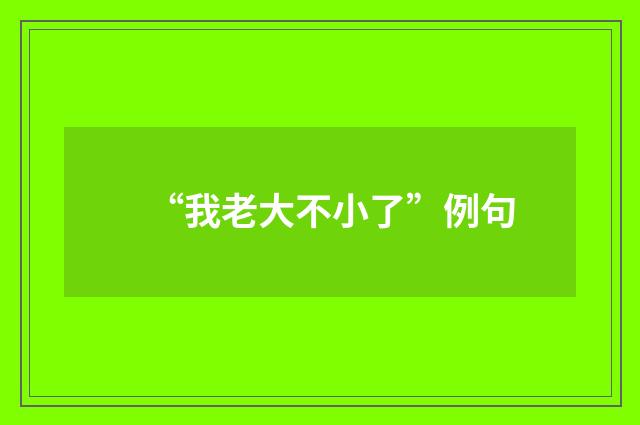 “我老大不小了”例句