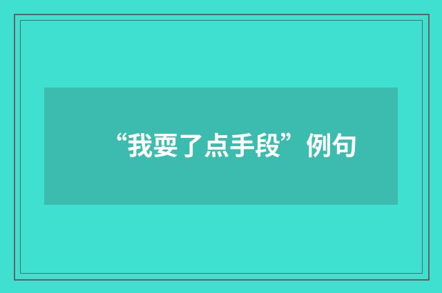 “我耍了点手段”例句