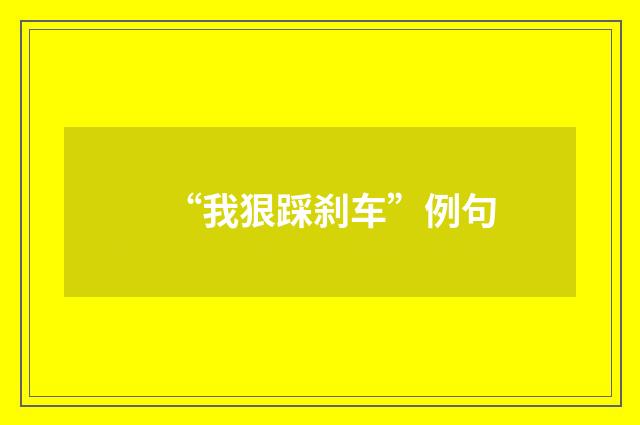 “我狠踩刹车”例句