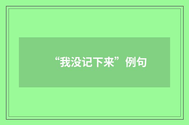 “我没记下来”例句
