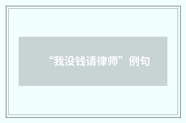 “我没钱请律师”例句